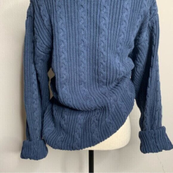 Dockers Vintage Navy Blue Cable Knit Plaid V-Neck Accent Oversized Sweater - Picture 12 of 15